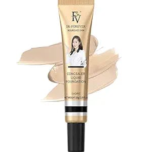 FV Even Tone Foundation Makeup, Full Coverage Oil Control Longwear Concealer Lightweight Face Makeup BB Cream Liquid Foundation for Oily or Combination Skin