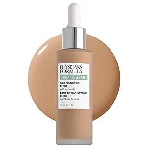 Physicians Formula Organic Wear All Natural Liquid Foundation Elixir Light-to-Medium, Full Coverage | Dermatologist Tested, Clinicially Tested