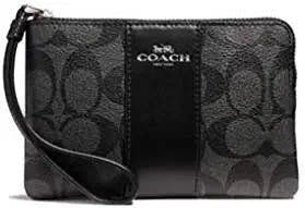 COACH WOMENS Corner Zip Wristlet In Canvas Leather