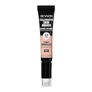 Revlon ColorStay Skin Awaken 5-in-1 Concealer, Lightweight, Creamy Longlasting Face Makeup with Caffeine & Vitamin C, For Imperfections, Dark Circles & Redness, 002 Universal Brightener, 0.27 fl oz