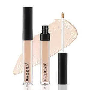 PHOERA Liquid Concealer Full Coverage Concealer,Multi-Use Makeup Concealer for Acne, Dark Circles, Tattoo, Freckles, High Adherence Hydrating Face Concealer for Women Mens Without Clumping and Cracking(102# NEUTRAL)