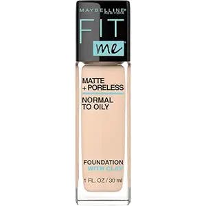 Maybelline Fit Me Matte + Poreless Liquid Foundation Makeup, Ivory, 1 fl; oz; Oil-Free Foundation