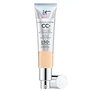 IT Cosmetics Your Skin But Better CC+ Cream, Light Medium (C) - Color Correcting Cream, Full-Coverage Foundation, Hydrating Serum & SPF 50+ Sunscreen - Natural Finish - 1.08 fl oz