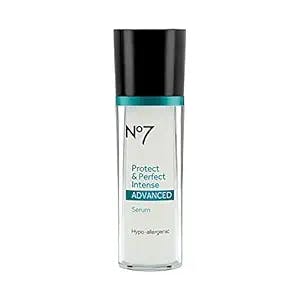 No7 Protect & Perfect Intense Advanced Serum - Rice Protein & Alfalfa Complex for Fine Lines and Wrinkles - Anti Aging Facial Serum with Matrix 3000+ Technology - Bottle (30 ml)