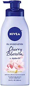 NIVEA Oil Infused Body Lotion, Cherry Blossom Lotion with Jojoba Oil, Moisturizing Body Lotion for Dry Skin, 16.9 Fl Oz Pump Bottle