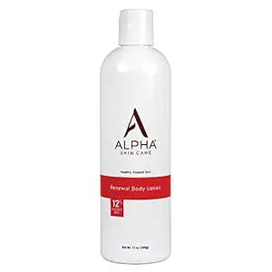 Alpha Skin Care Revitalizing Body Lotion with 12% Glycolic AHA, Simple and Effective Multi-Purpose Daily Moisturizer Hydrates and Exfoliates with Acne Treatment, Anti-Aging, Smoothing Properties