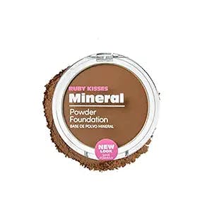 Ruby Kisses Mineral Pressed Powder Foundation, Medium to Full Coverage Natural Finish 0.35 Ounce (Honey Brown)