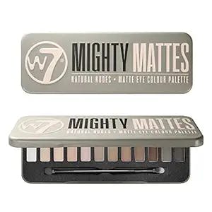 W7 Mighty Mattes Eyeshadow Palette - 12 Natural Nude Colors - Flawless Long-Lasting Makeup