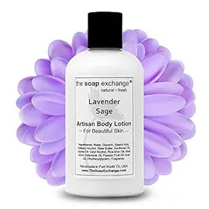 The Soap Exchange Body Lotion - Lavender Sage Scent - Hand Crafted 8 fl oz / 240 ml Natural Artisan Skin Care for Hand, Face, & Body, Moisturize, Hydrate, & Protect. Made in the USA.