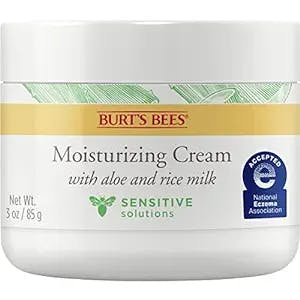 Burt's Bees Hydrating Moisturizing Cream for Sensitive Skin with Aloe & Rice Milk, Natural Origin Formula for Face & Body, 3 oz