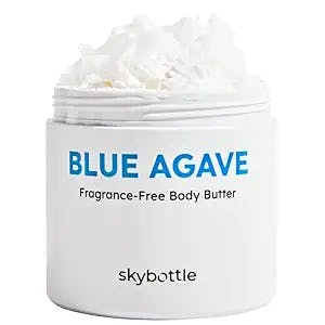 skybottle Unscented Blue Agave Body Butter Cream Lotion, Intense Hydration, Vegan Certified, Hyaluronic Acid, For Chapped Dry Skin, For Men, Women, Baby, Kids, 9.8 Fl. Oz
