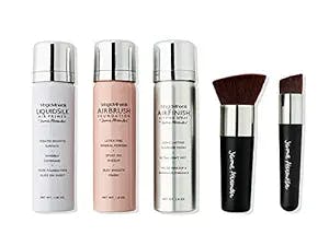 MagicMinerals Deluxe AirBrush Foundation by Jerome Alexander – 5pc Spray Makeup Set with Anti-aging Ingredients for Smooth Radiant Skin (Warm Medium)