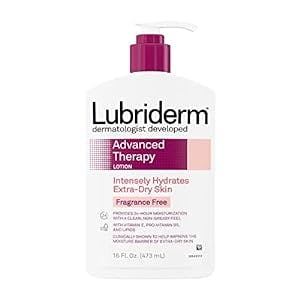 Lubriderm Advanced Therapy Fragrance-Free Moisturizing Lotion with Vitamins E and Pro-Vitamin B5, Intense Hydration for Extra Dry Skin, Non-Greasy Formula, 16 fl. oz