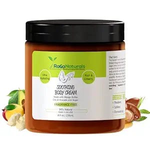 RaGaNaturals Unscented Hand and Body Cream - Fragrance Free Mango Butter Body Cream with Argan and Avocado Oil - Plant Based, All Natural, No Synthetic Fragrance, Thick Cream, Vegan, Cruelty-Free, Deeply Nourishing, Moisturize Dry Sensitive Itchy Skin & Eczema - Women, Men, Babies and Kids - 8 Fl Oz