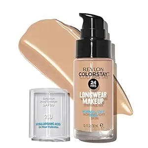 Liquid Foundation by Revlon, ColorStay Face Makeup for Normal and Dry Skin, SPF 20, Longwear Medium-Full Coverage with Matte Finish, Oil Free, 200 Nude 1.0 Oz