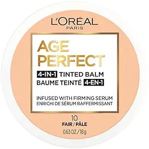 L'Oreal Paris Age Perfect 4-in-1 Tinted Face Balm Foundation with Firming Serum, Fair 10, 0.61 Ounce