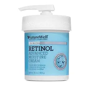NATURE WELL Clinical Retinol Advanced Moisture Cream for Face, Body, & Hands, Boosts Skin Firmness, Enhances Skin Tone, No Greasy Residue, Includes Pump, 16 Oz