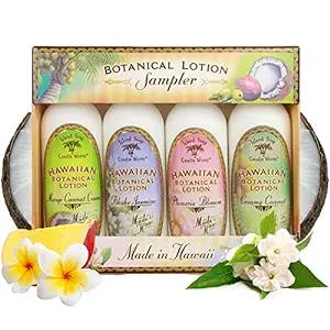 Island Soap and Candle Works Sampler Gift Set Scented Body Lotion for Men and Women - Paraben Free Body Moisturizer - Hydrating Hawaiian Skincare - Decorative Lotion Gift Box - 4 x 2 Ounce