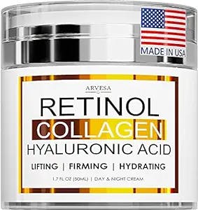 Retinol Cream for Face - Facial Moisturizer with Collagen Cream and Hyaluronic Acid - Anti Aging Face Cream - Day and Night Face Lotion for Women and Men - Hydrating Wrinkle Cream for Face - All Skin Types