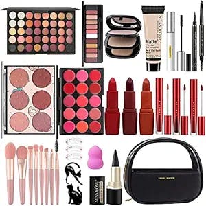 MISS ROSE M All In One Makeup Kit, Makeup Kit for Women Full Kit,Multipurpose Women's Makeup Sets,Beginners and Professionals Alike,Easy to Carry (Black)