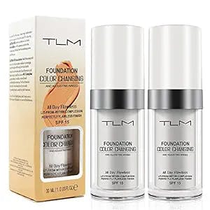 ReviGLam TLM Colour Changing Liquid Foundation Hides Wrinkles & Lines, BB Cream Makeup Base Concealer Cover Moisturizing Fluid for all Skin Tone SPF15, Pack of 2