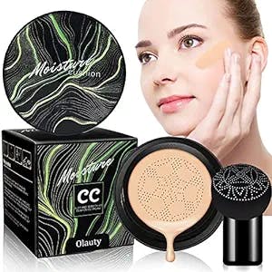 CC Cream Foundation, Mushroom Head Air Cushion CC Cream,Concealer Moisturizing BB Cream,Waterproof Lasting Oil Contorl Cushion Foundation Coverage of Blemishes, Suitable for All Skin Types (Natural)