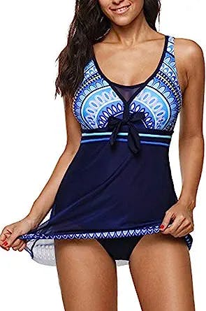 American Trends Bathing Suits Tummy Control Womens Mesh Swimdress One Piece Swimsuits for Women Athletic Swimwear