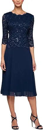 The Perfect Party Dress for Older Ladies: Alex Evenings Women's Tea Length 