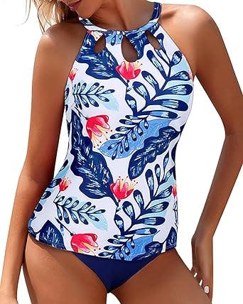 "Get Ready to Slay the Beach with Yonique Two Piece High Neck Tankini Swims