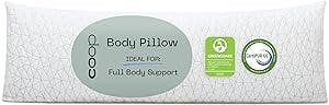 Coop Home Goods Adjustable Full Body Pillows for Sleeping, Soft Zippered Washable Body Pillow Cover - Neck & Knee Full Support for Side Sleepers, Long Body Pillow for Pregnancy, 20x54 Body Pillow