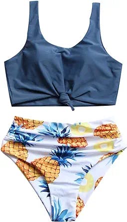 MakeMeChic Women's High Waisted Bikini Sets Swimsuit 2 Piece Bikini Bathing Suit