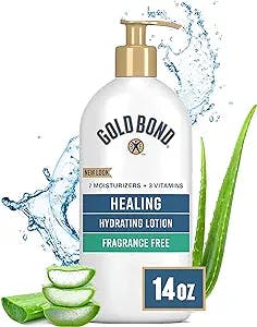 Gold Bond Healing Skin Therapy Lotion with aloe, 14 oz., Fragrance Free, Non-Greasy & Hypoallergenic